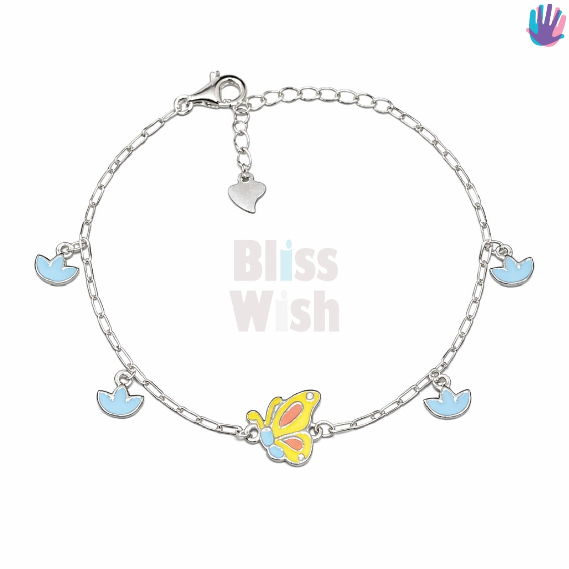 925 Sterling Silver Green half Butterfly Kids Bracelet or Anklet | BlissWish