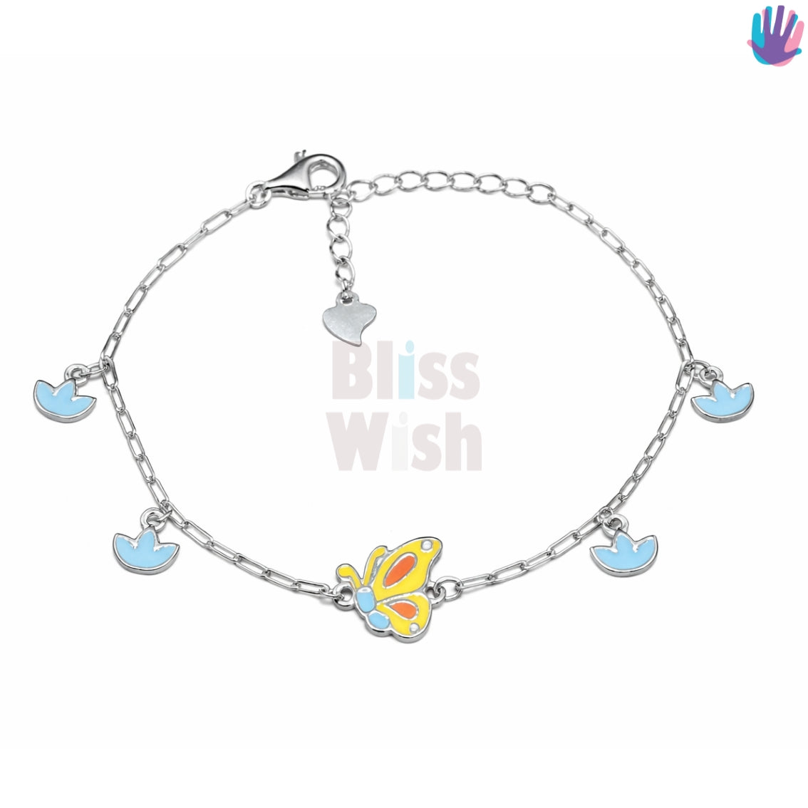 925 Sterling Silver Green half Butterfly Kids Bracelet or Anklet | BlissWish