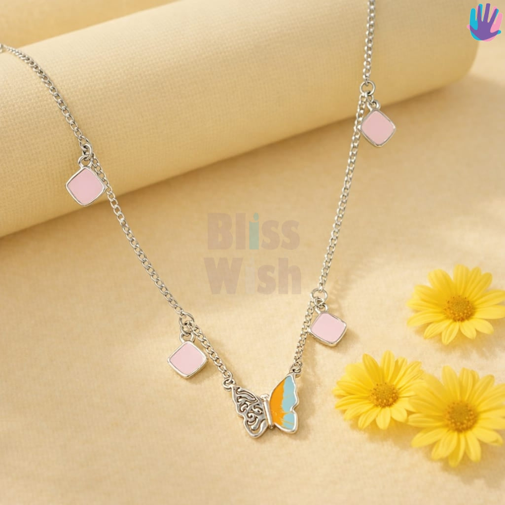 925 Sterling Silver Butterfly half Kids Necklace | BlissWish