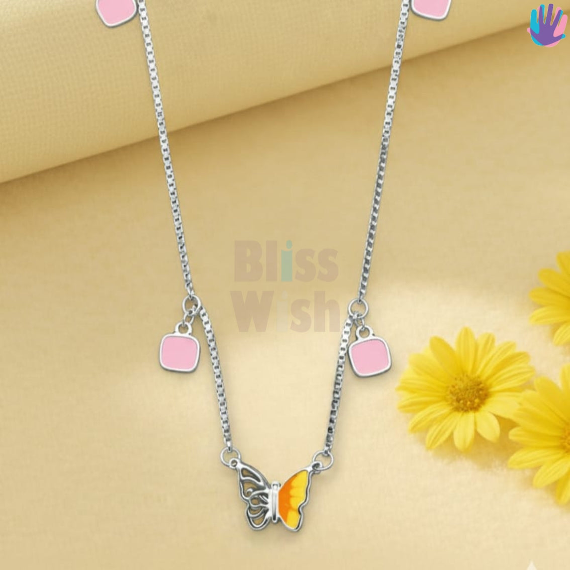 925 Sterling Silver Butterfly half Kids Necklace | BlissWish