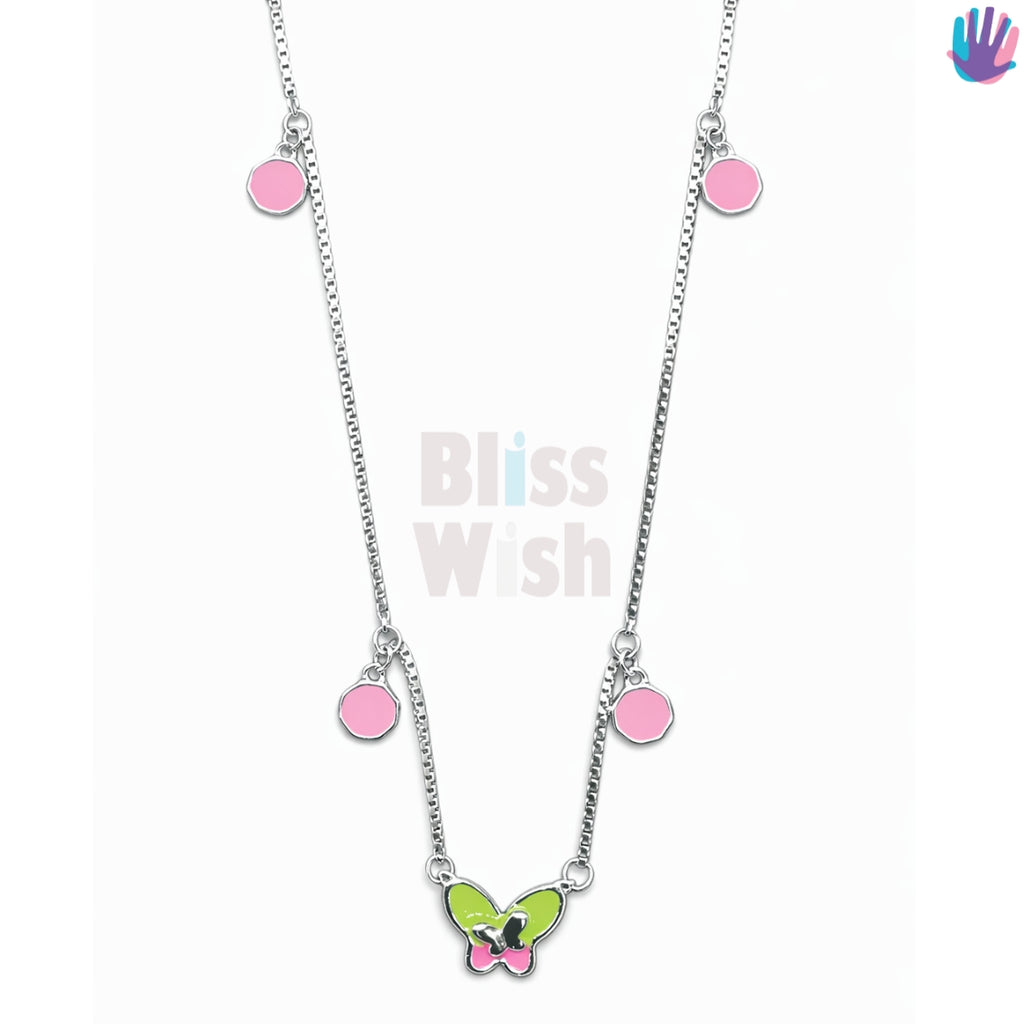 925 Sterling Silver Green Butterfly Kids Necklace | BlissWish