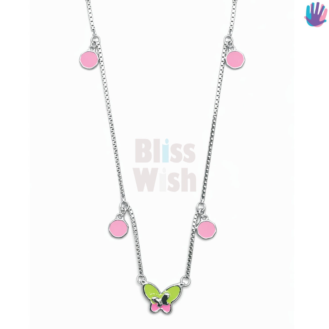 925 Sterling Silver Green Butterfly Kids Necklace | BlissWish