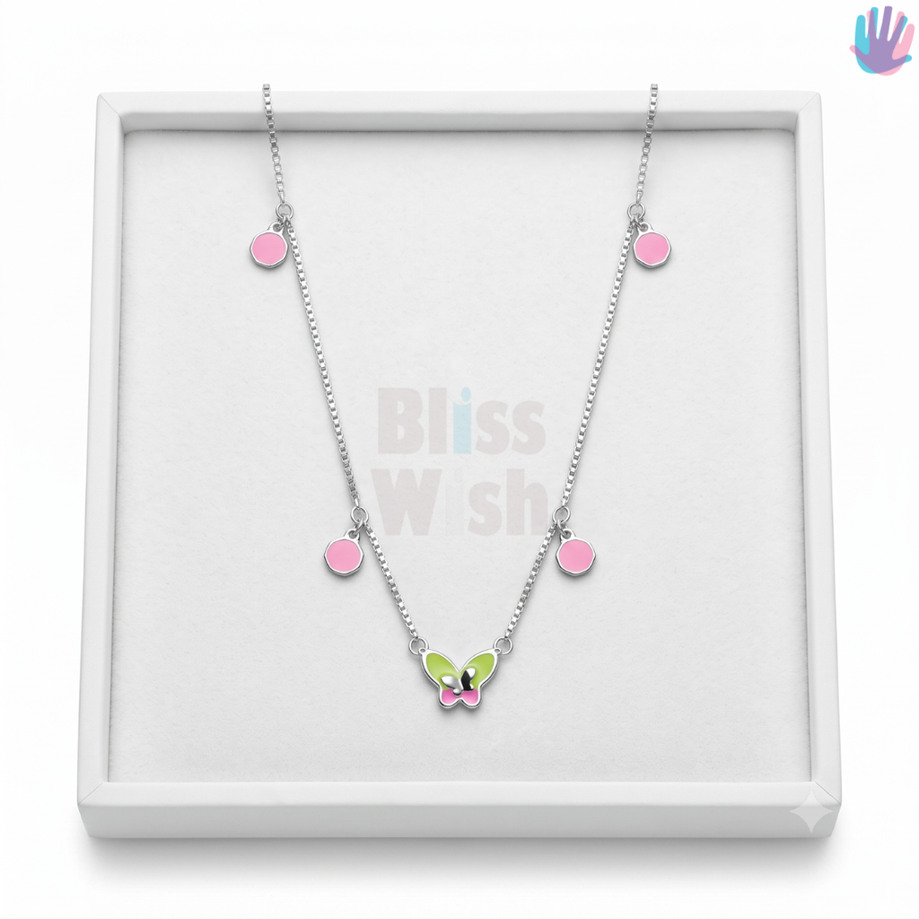 925 Sterling Silver Green Butterfly Necklace | BlissWish