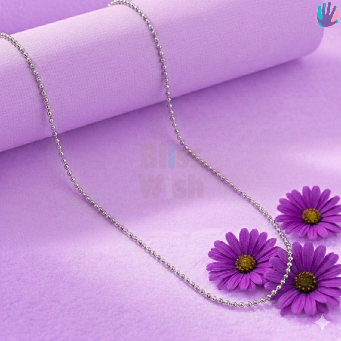 925 Sterling Silver Ball Kids Rhodium Chain Long | BlissWish