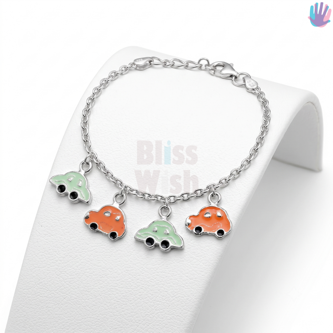 925 Sterling Silver Cars Light colored Kids Bracelet or Anklet | BlissWish