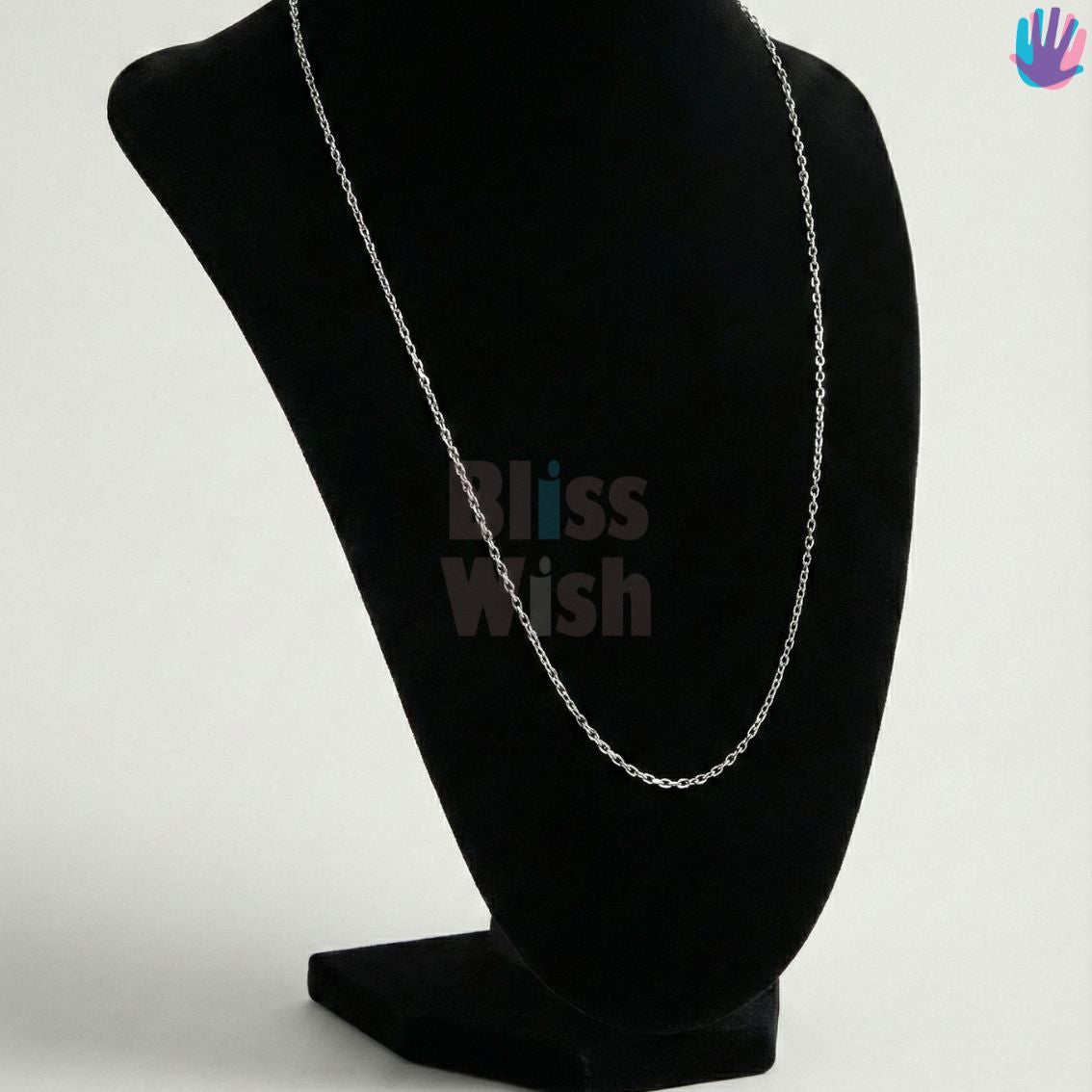 925 Sterling Silver Cable Kids Rhodium Chain | BlissWish