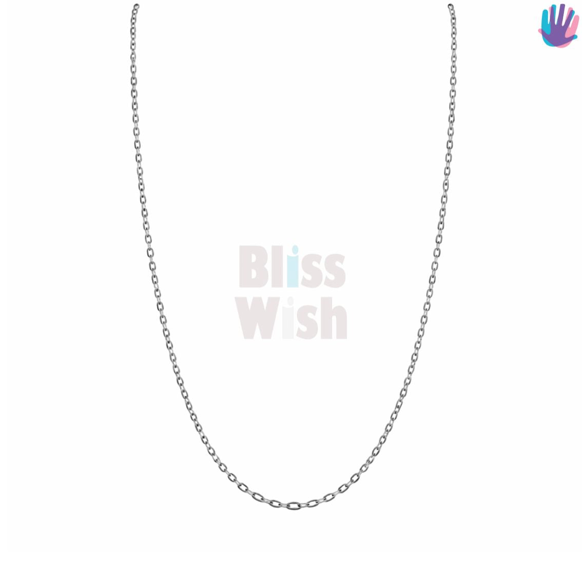 925 Sterling Silver Cable Kids Rhodium Chain | BlissWish