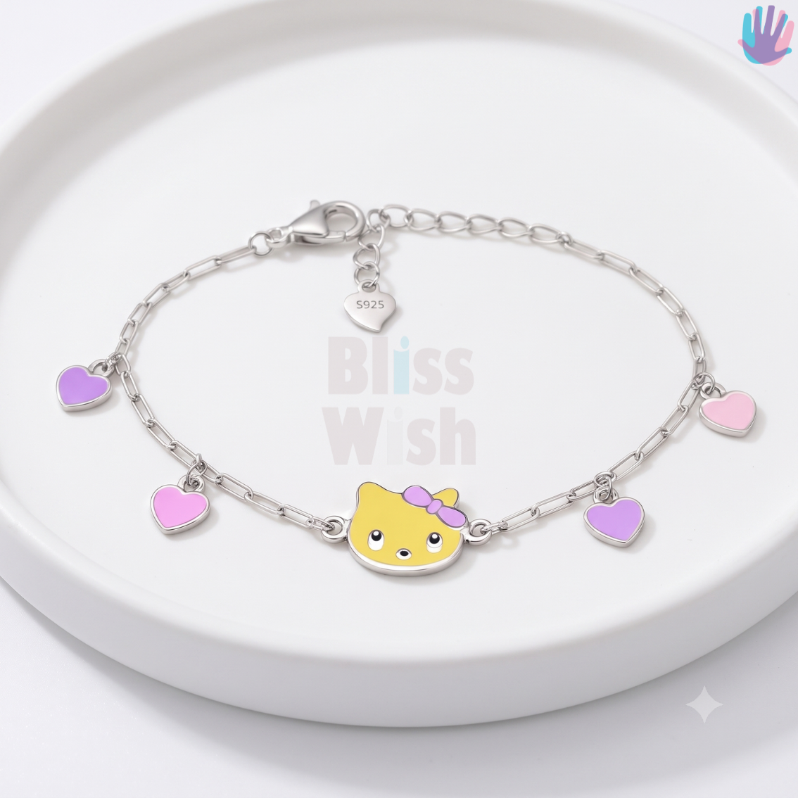 925 Sterling Silver Kitty Pink Bracelet or Anklet | BlissWish