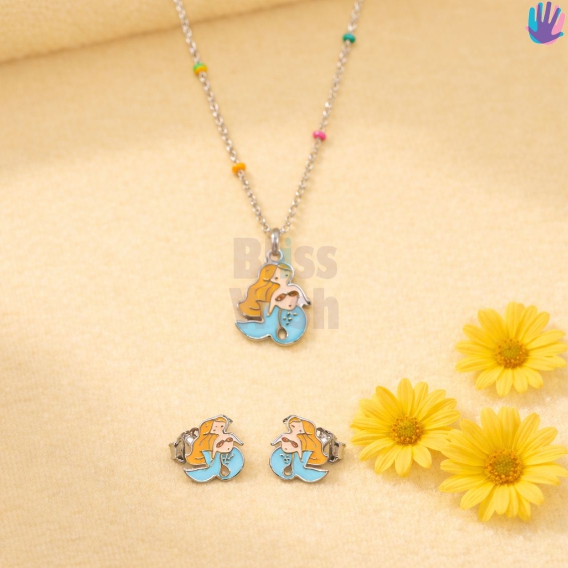 925 Sterling Silver Mermaid Kids Jewelry Set | BlissWish