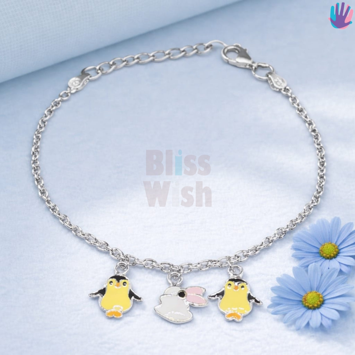 925 Sterling Silver Yellow Penguin Kids Bracelet or Anklet | BlissWish