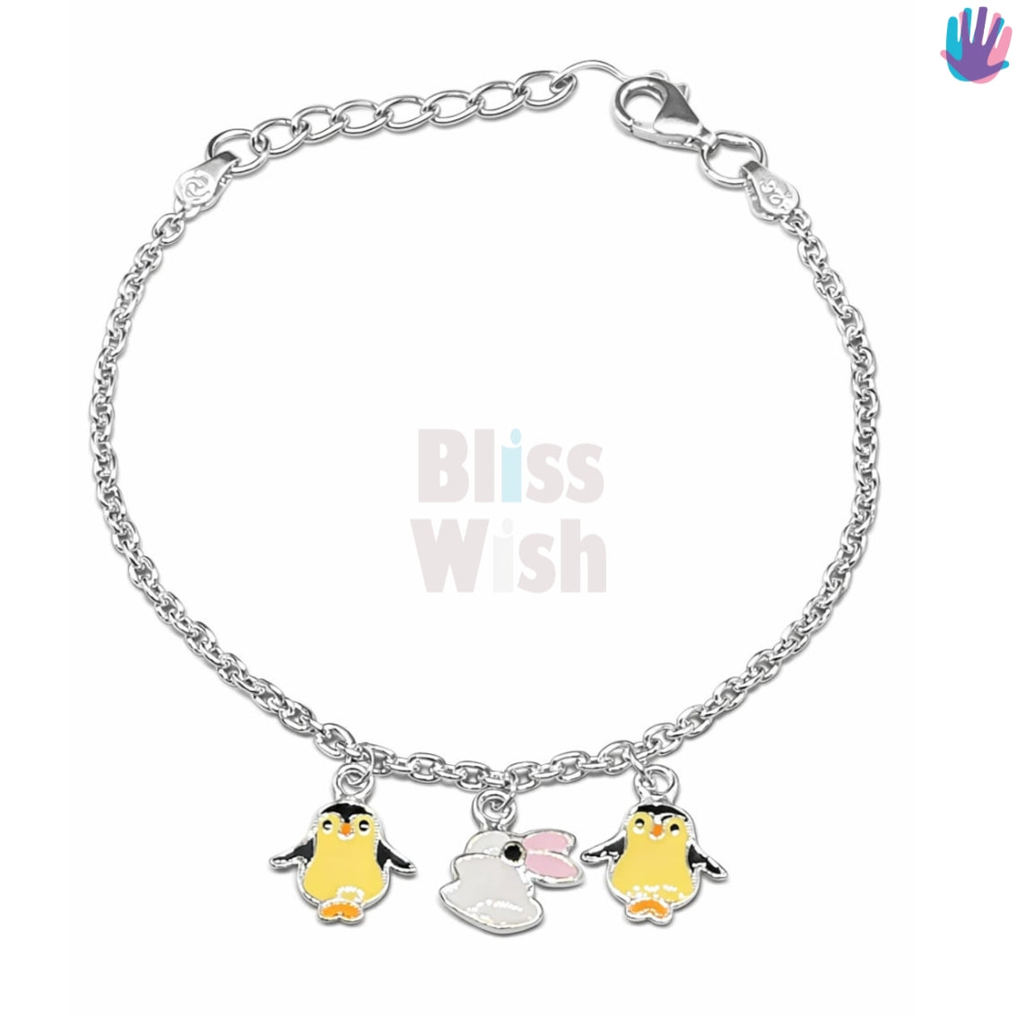 925 Sterling Silver Yellow Penguin Kids Bracelet or Anklet | BlissWish