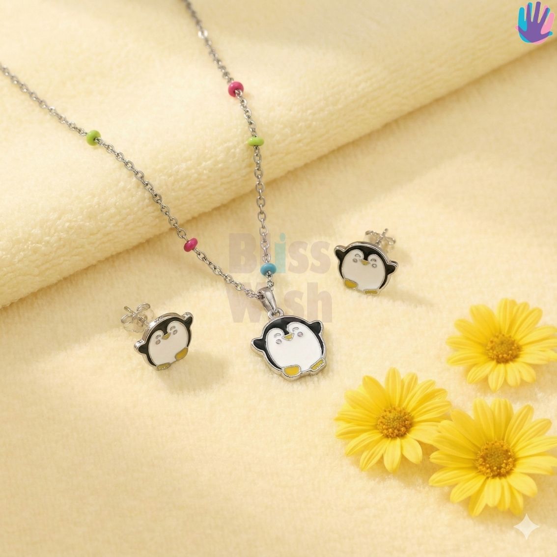 925 Sterling Silver Penguin Kids Jewelry Set | BlissWish