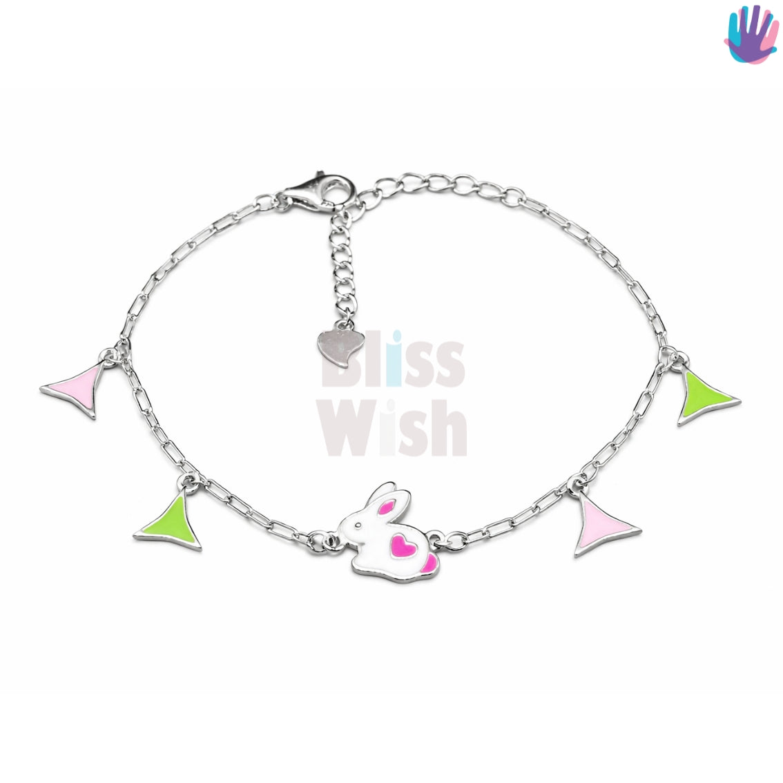 925 Sterling Silver Rabbit Pink Kids Bracelet or Anklet | BlissWish