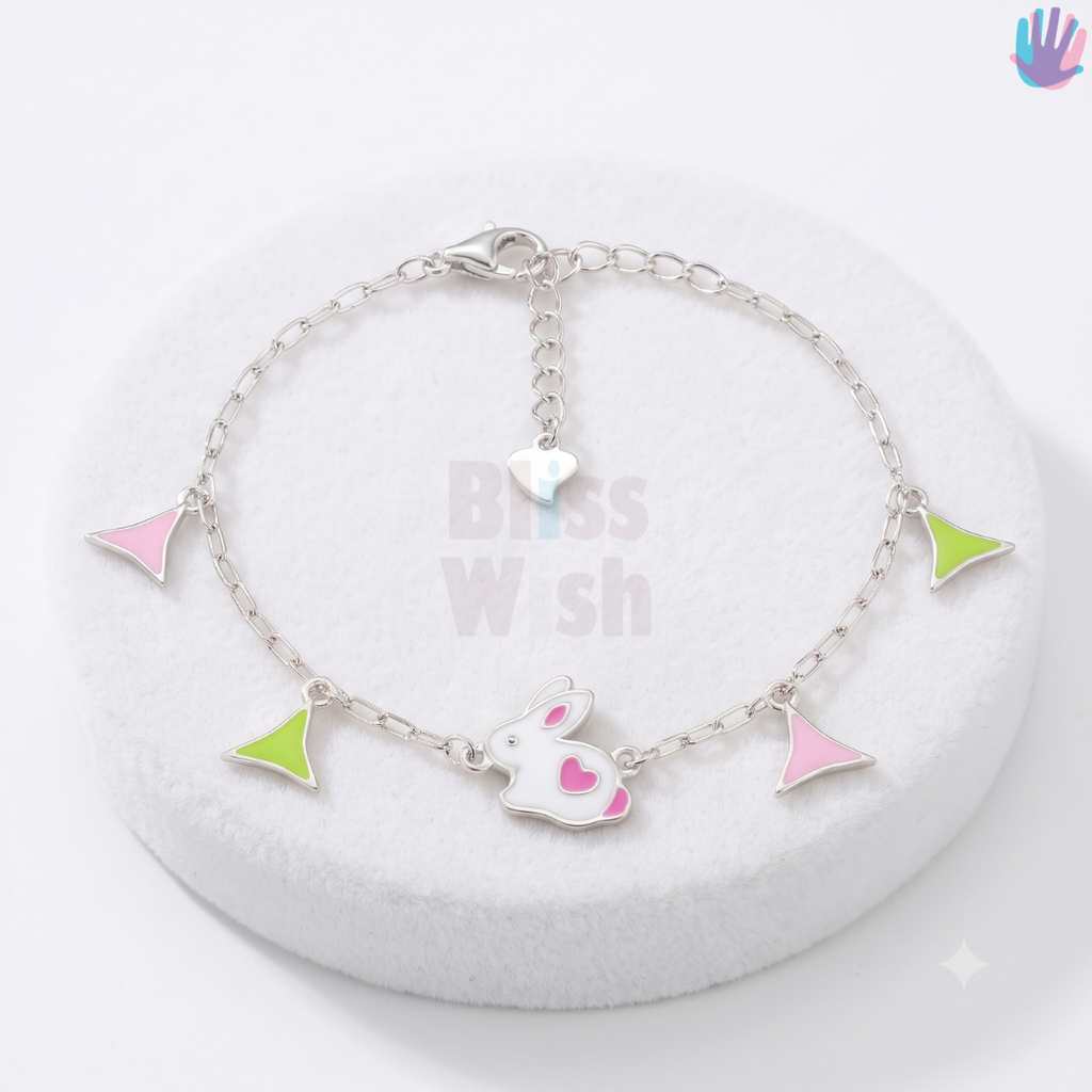 925 Sterling Silver Rabbit Pink Bracelet or Anklet | BlissWish