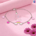 925 Sterling Silver Pink Rainbow Kids Bracelet or Anklet | BlissWish