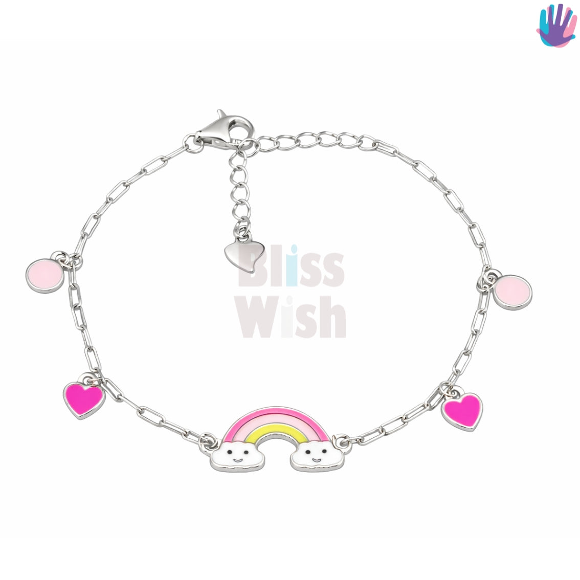 925 Sterling Silver Pink Rainbow Kids Bracelet or Anklet | BlissWish