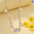 925 Sterling Silver Pink Rainbow Kids Necklace with heart charms | BlissWish