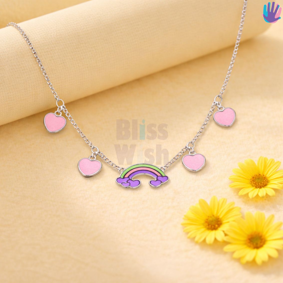 925 Sterling Silver Purple Rainbow Kids Necklace | BlissWish