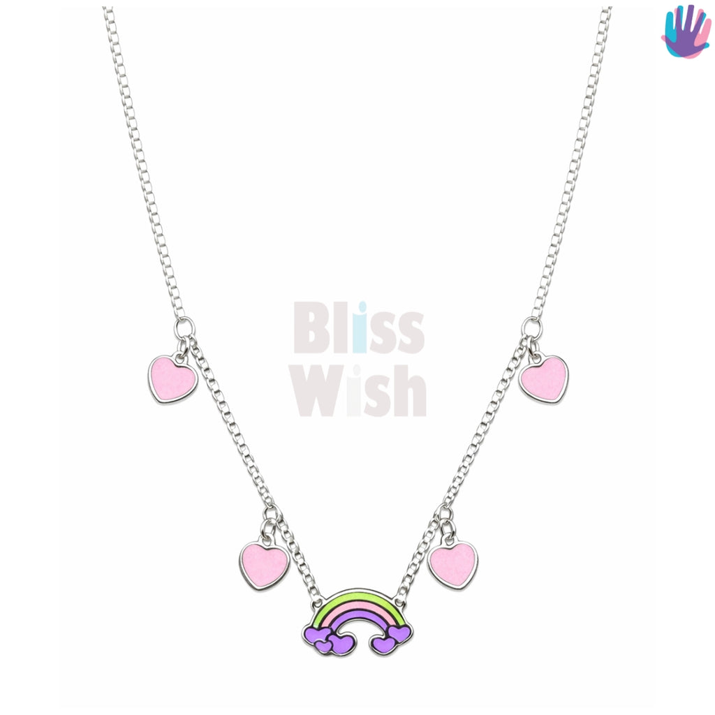 925 Sterling Silver Purple Rainbow Kids Necklace | BlissWish