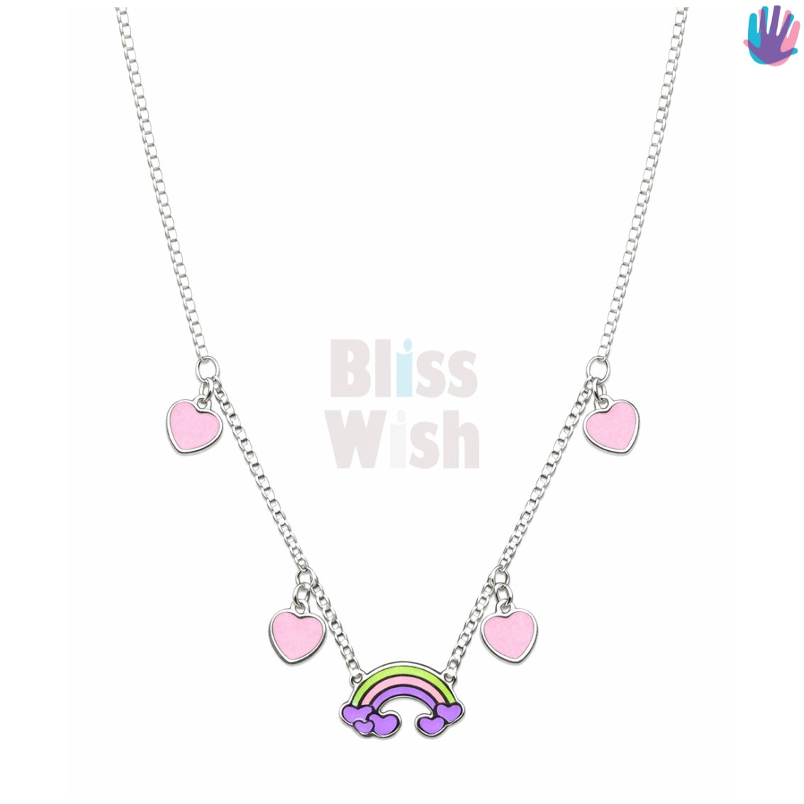 925 Sterling Silver Purple Rainbow Kids Necklace | BlissWish