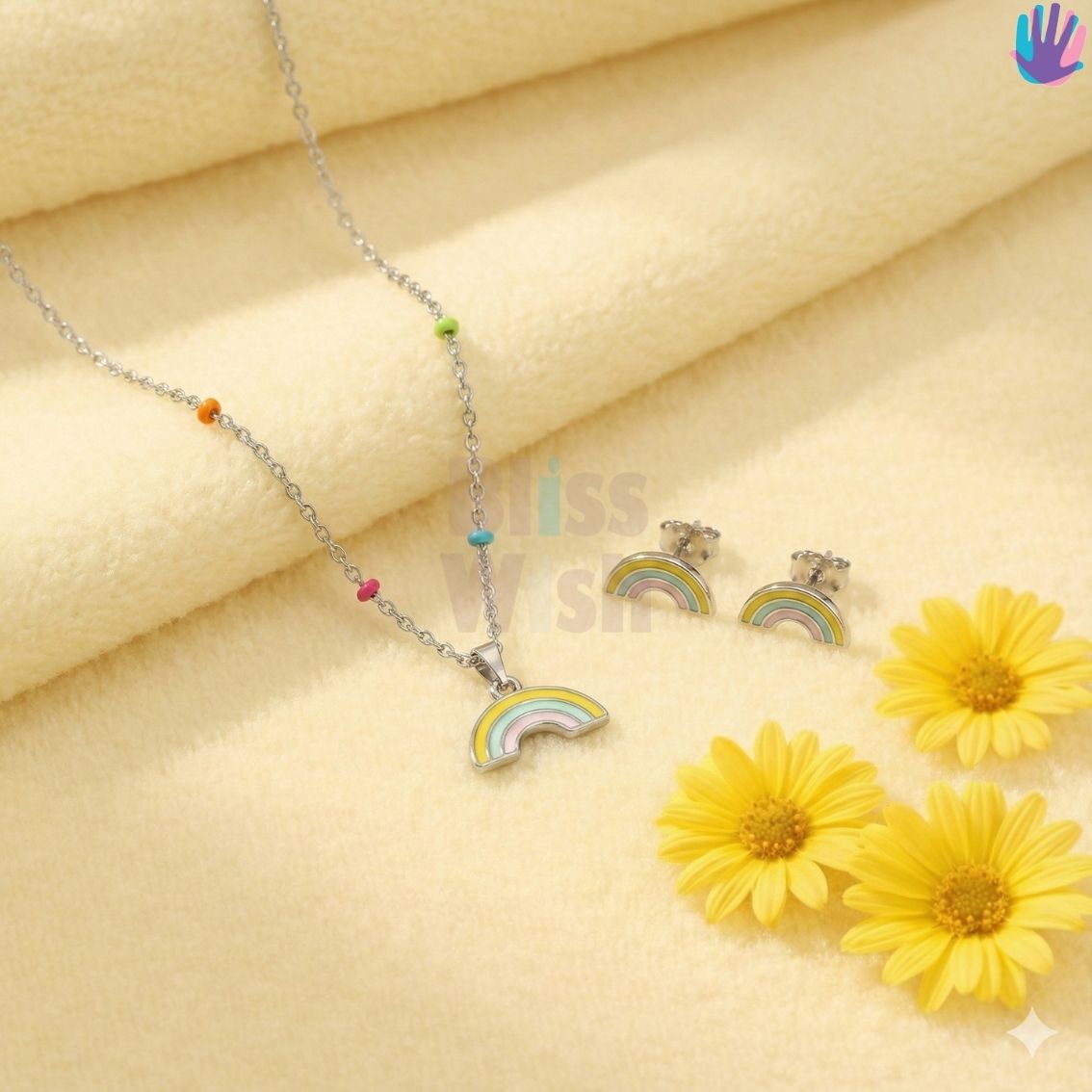 925 Sterling Silver Rainbow Kids Jewelry Set | BlissWish