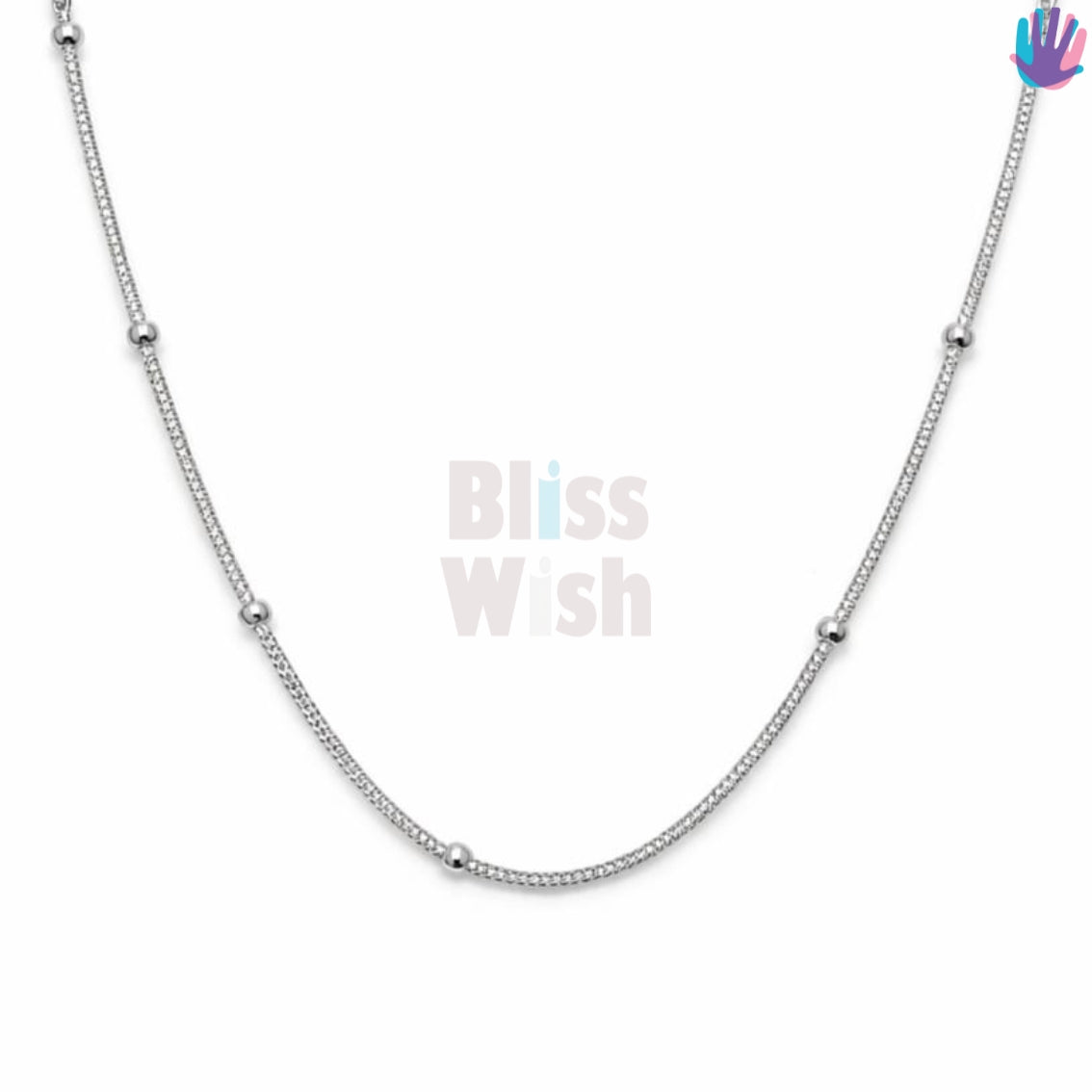 925 Sterling Silver Snake with ball Kids Rhodium Chain | BlissWish