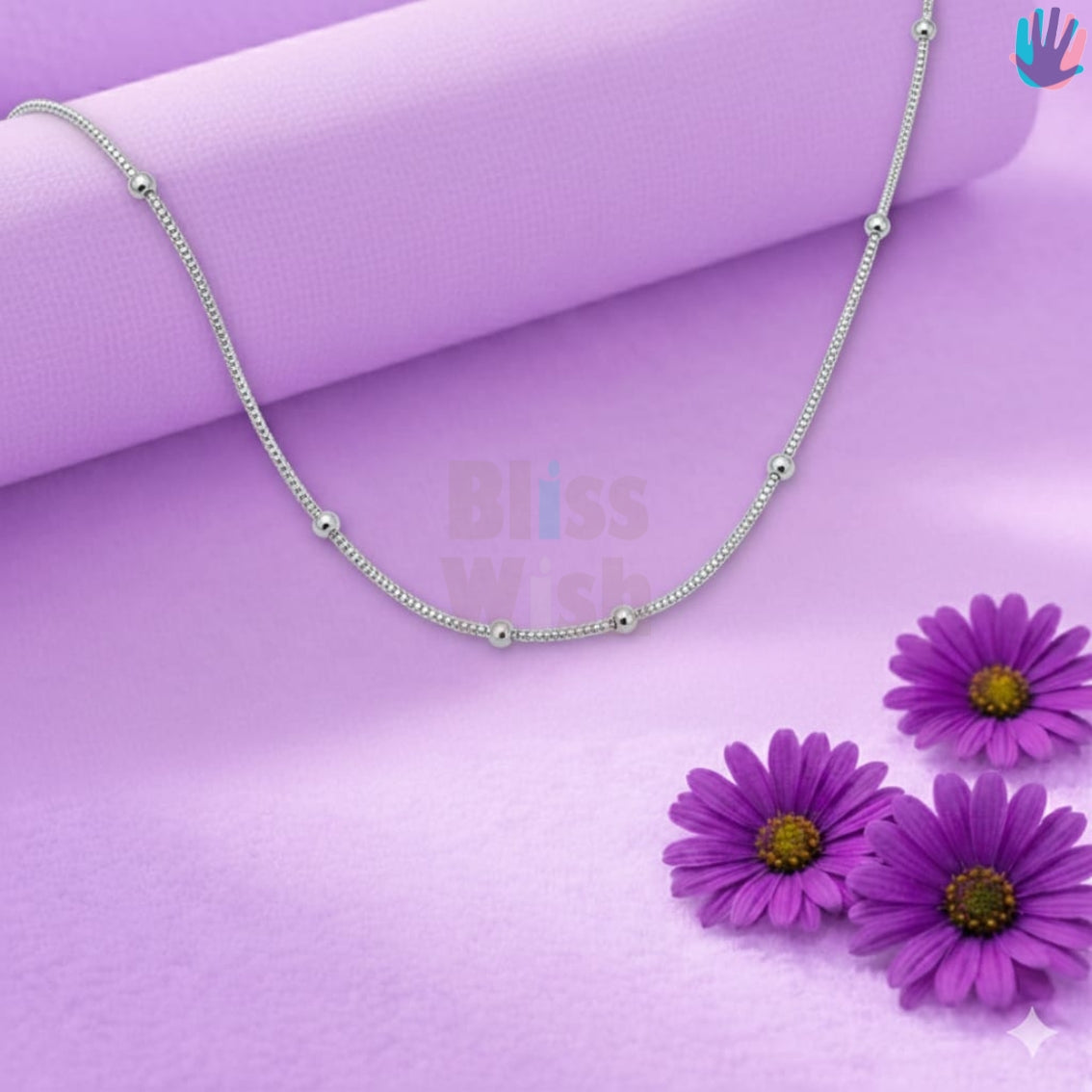 925 Sterling Silver Snake with ball Kids Rhodium Chain | BlissWish