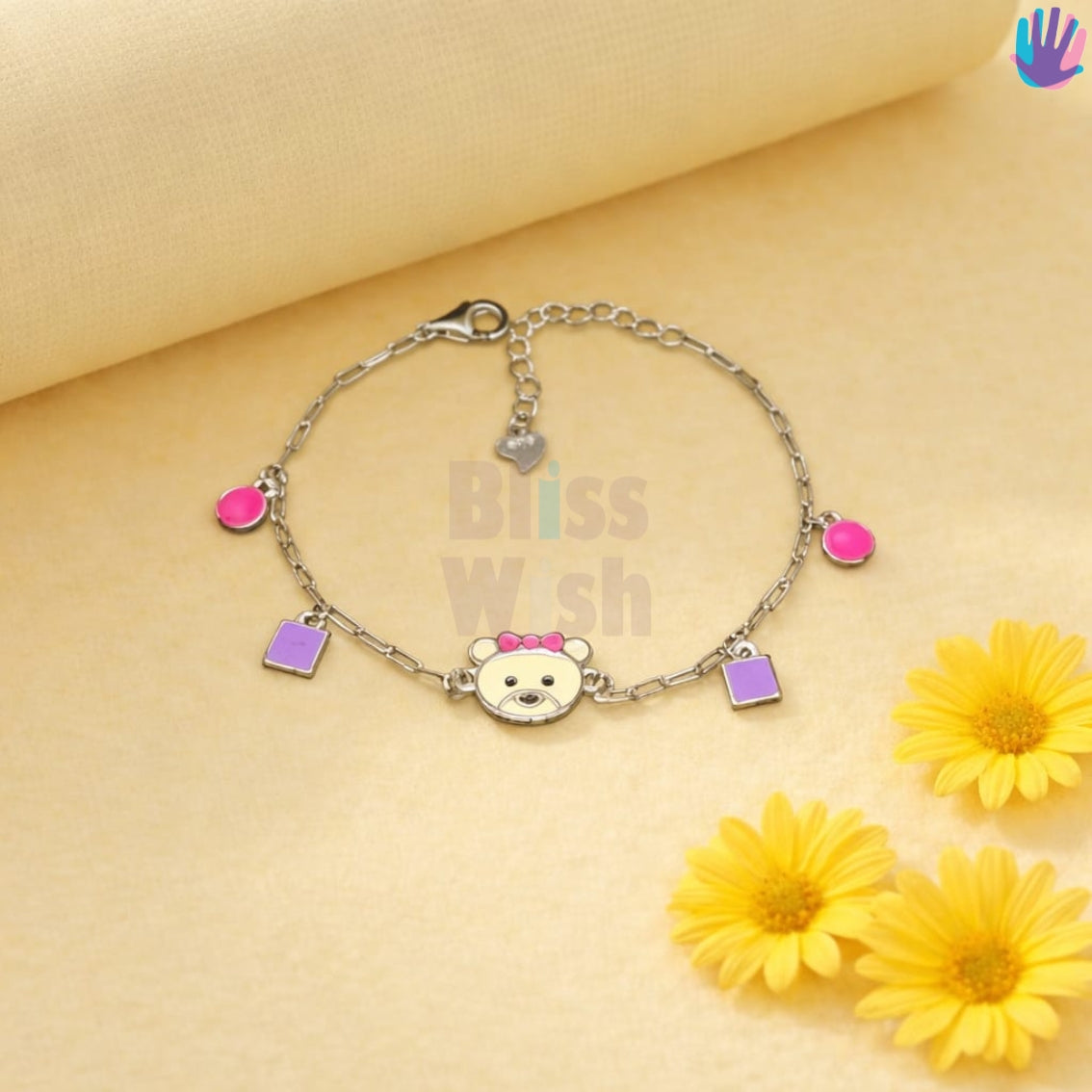 925 Sterling Silver Yellow Teddy Kids Bracelet or Anklet | BlissWish