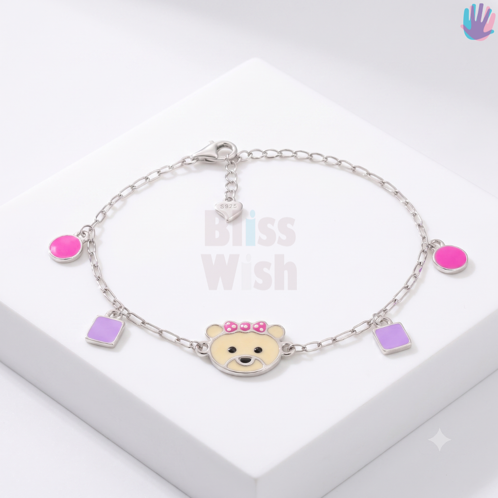 925 Sterling Silver Yellow Teddy Kids Bracelet or Anklet | BlissWish