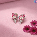 925 Sterling Silver Girl with Stones Kids Ear Studs | BlissWish