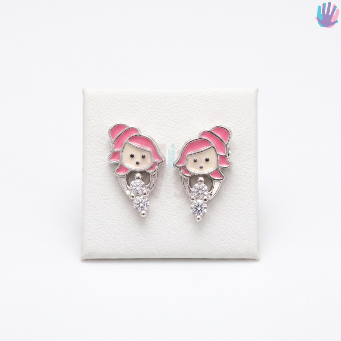 925 Sterling Silver Girl with Stones Ear Studs | BlissWish