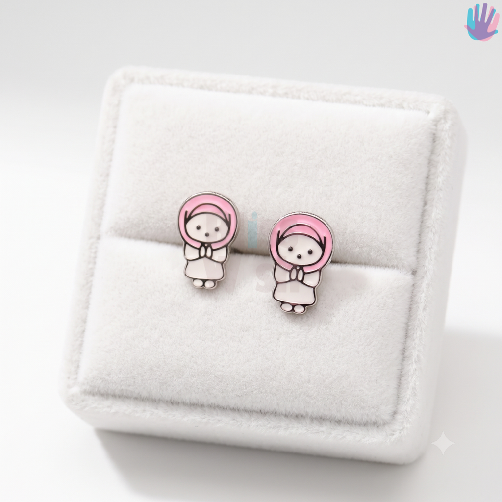 925 Sterling Silver Girl without Stone Ear Studs | BlissWish