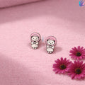 925 Sterling Silver Girl without Stone Kids Ear Studs | BlissWish