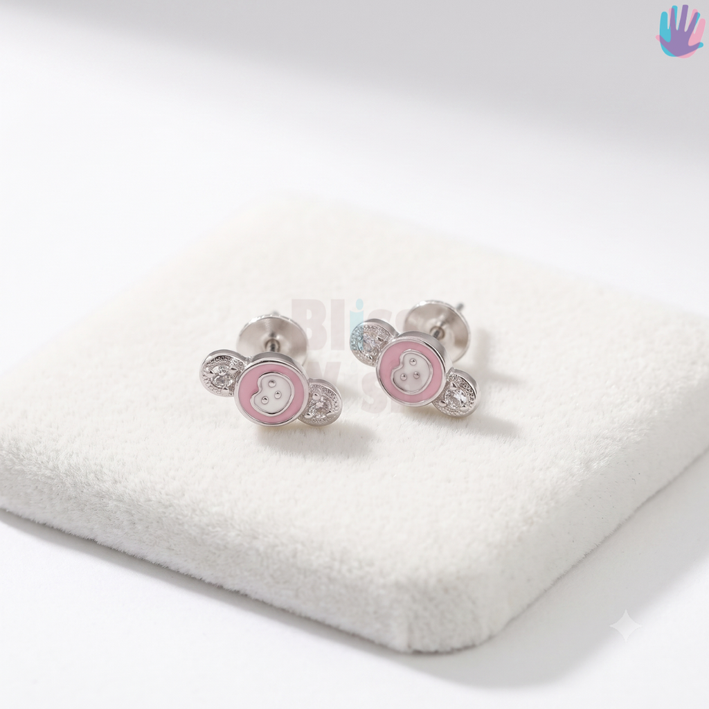 925 Sterling Silver Girl with top and bottom Stones Ear Studs | BlissWish