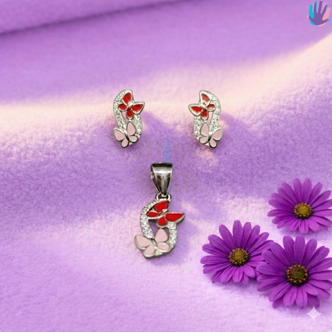 925 Sterling Silver Double Butterfly Kids Jewelry Combo | BlissWish