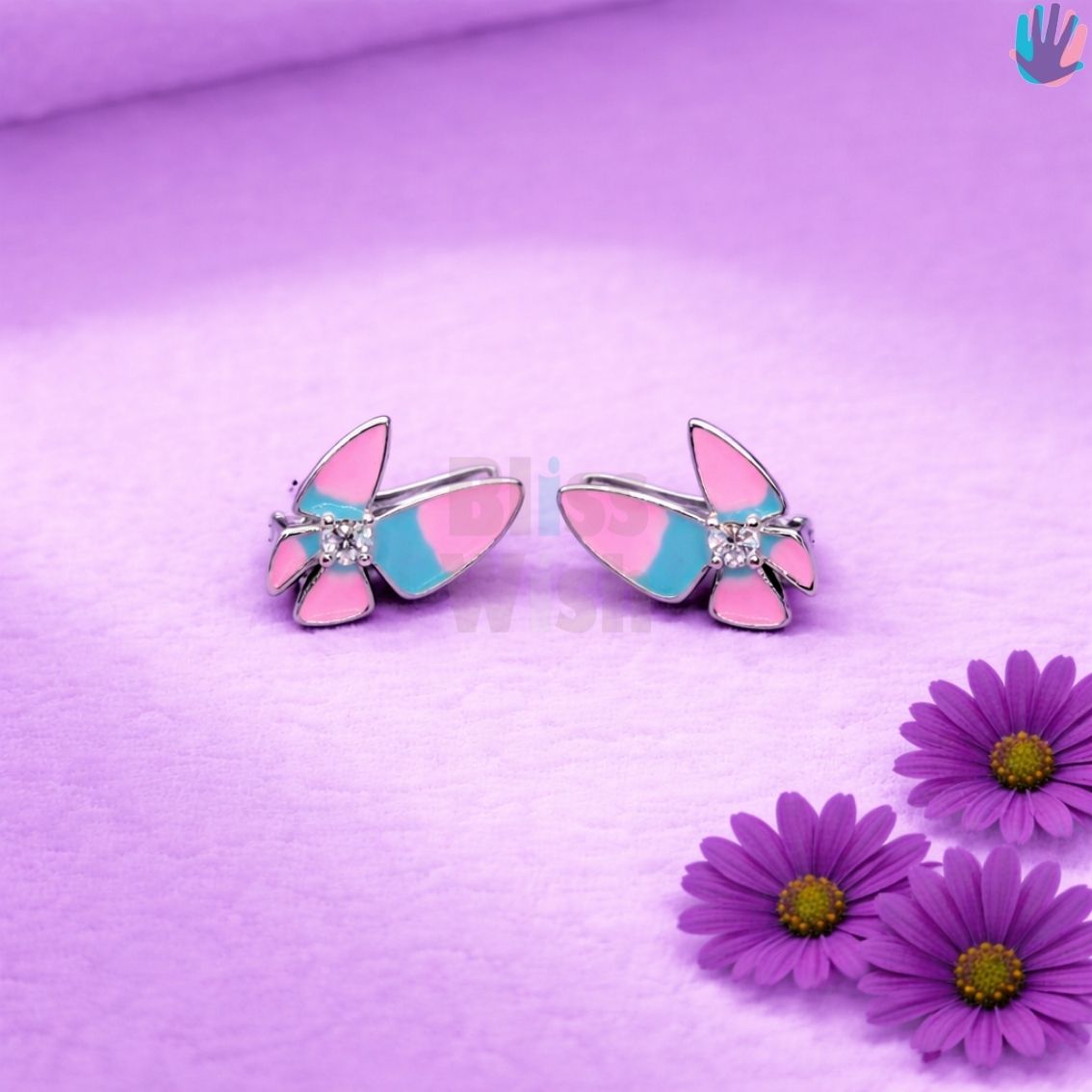 925 Sterling Silver Butterfly Kids Latch Back (Bali) Earrings | BlissWish