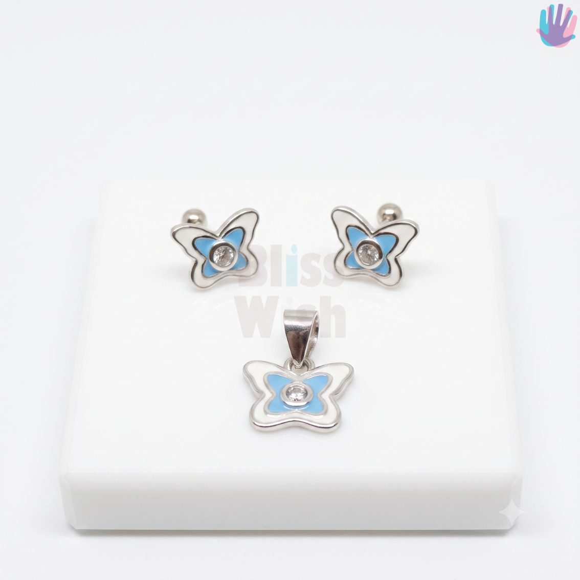 925 Sterling Silver Butterfly with Center Stone Jewelry Combo | BlissWish