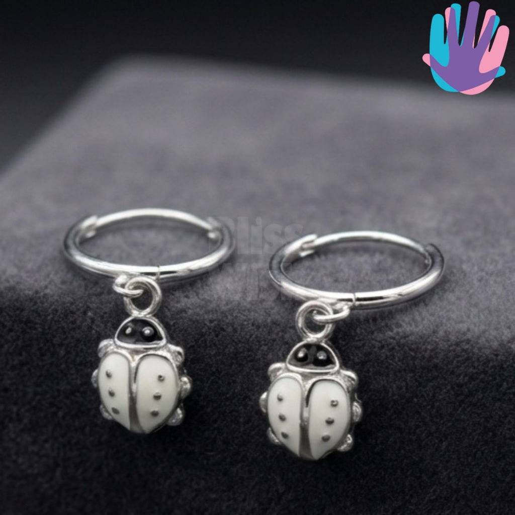 925 Sterling Silver Beetle Kids Ear Hoops | BlissWish