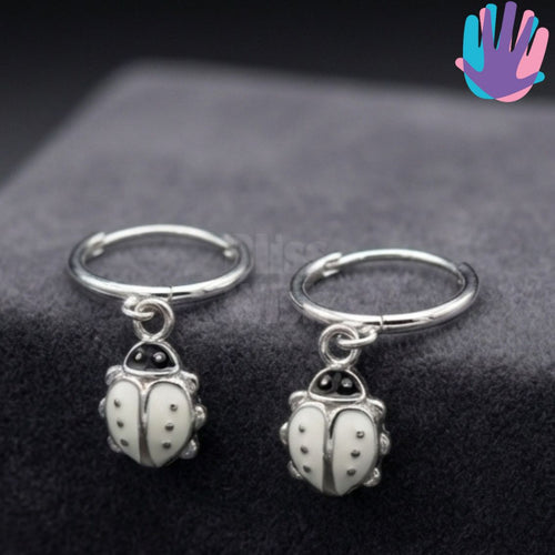 925 Sterling Silver Beetle Kids Ear Hoops | BlissWish