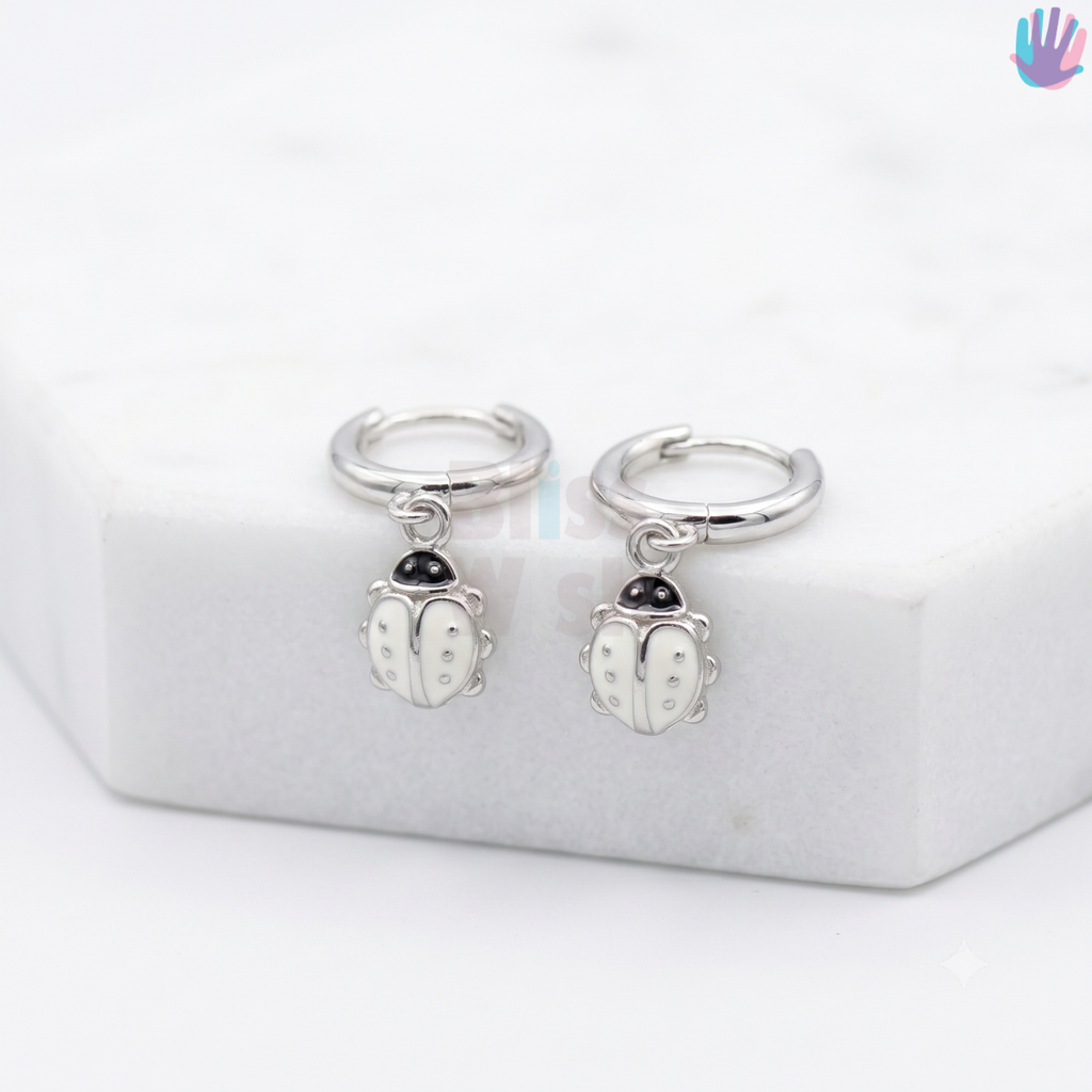 925 Sterling Silver Beetle Ear Hoops | BlissWish