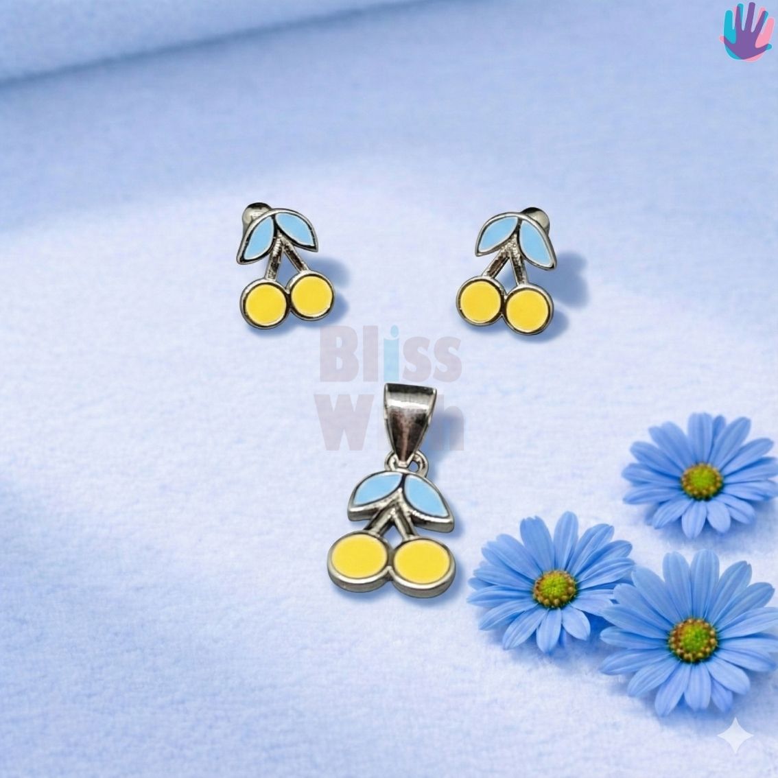 925 Sterling Silver Cherry with leaves Kids Jewelry Combo | BlissWish