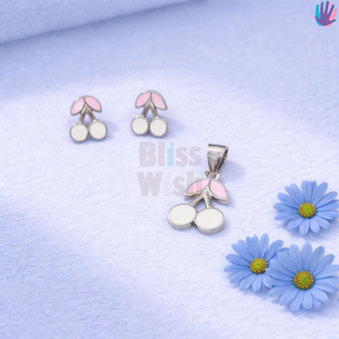 925 Sterling Silver Cherry with leaves Kids Jewelry Combo | BlissWish