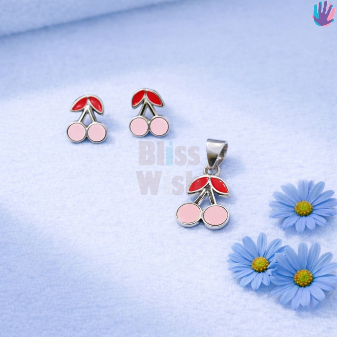925 Sterling Silver Cherry with leaves Kids Jewelry Combo | BlissWish