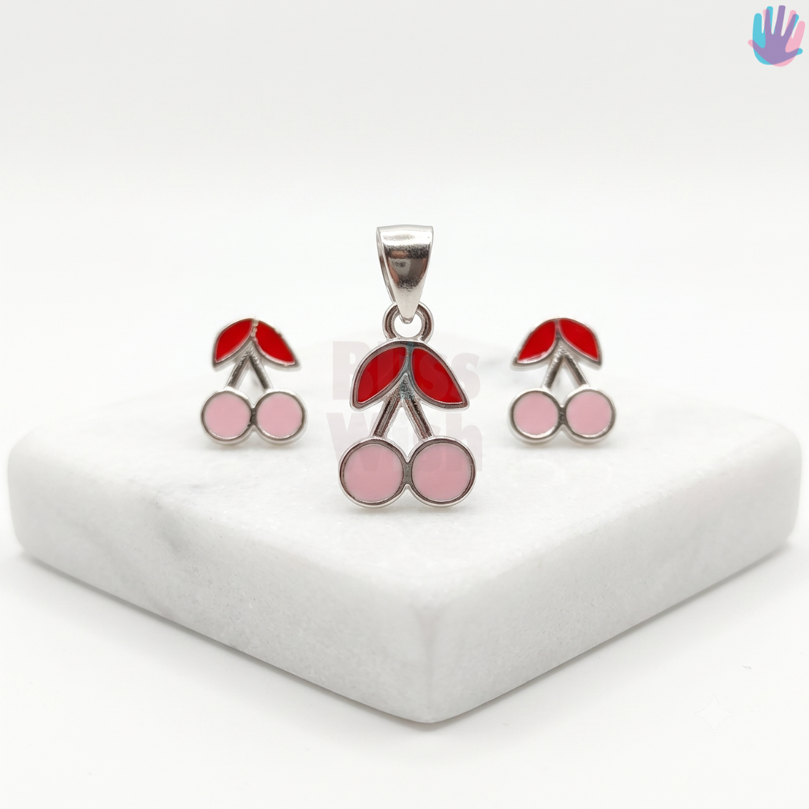 925 Sterling Silver Cherry with leaves Jewelry Combo | BlissWish