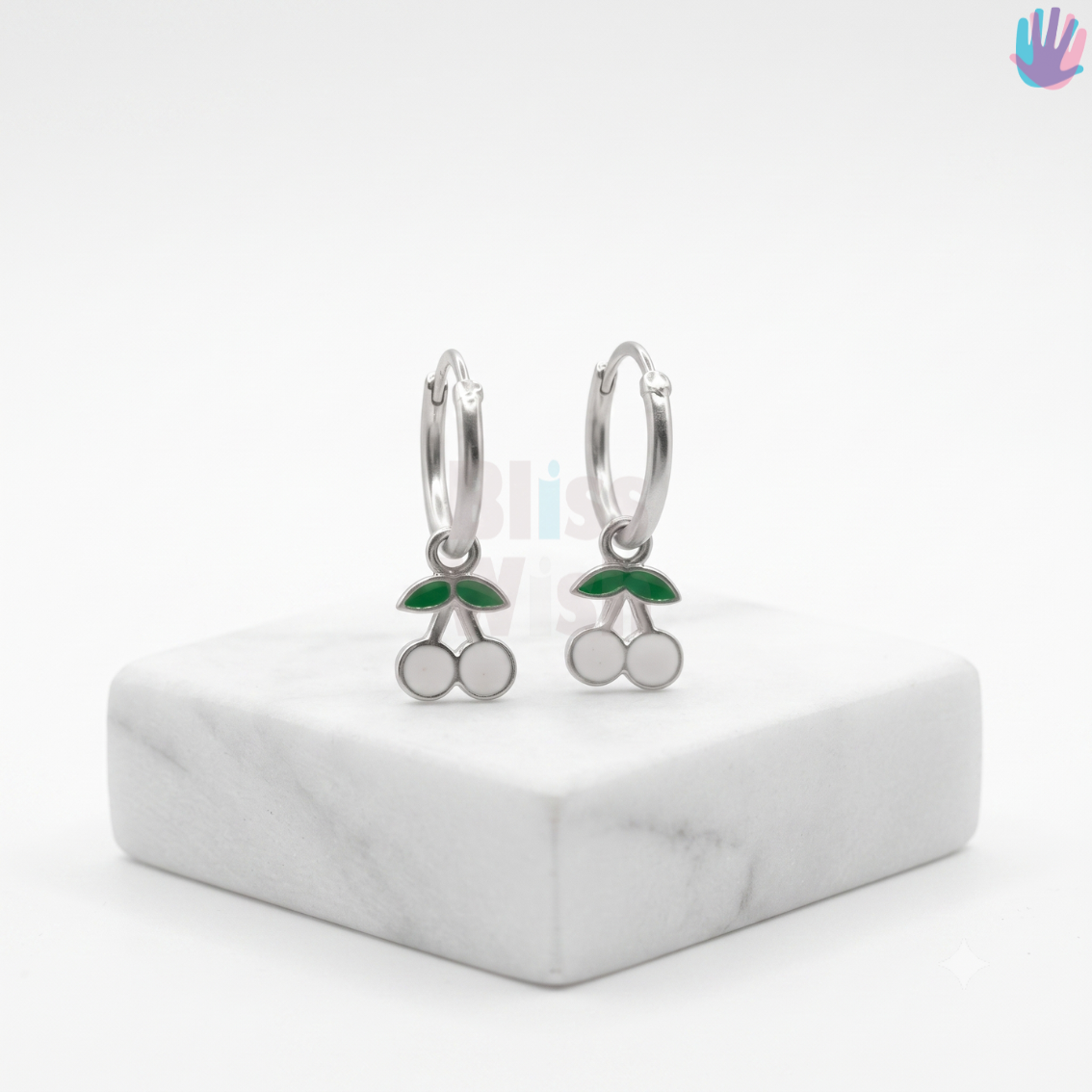 925 Sterling Silver Cherry Hoop Earrings | BlissWish