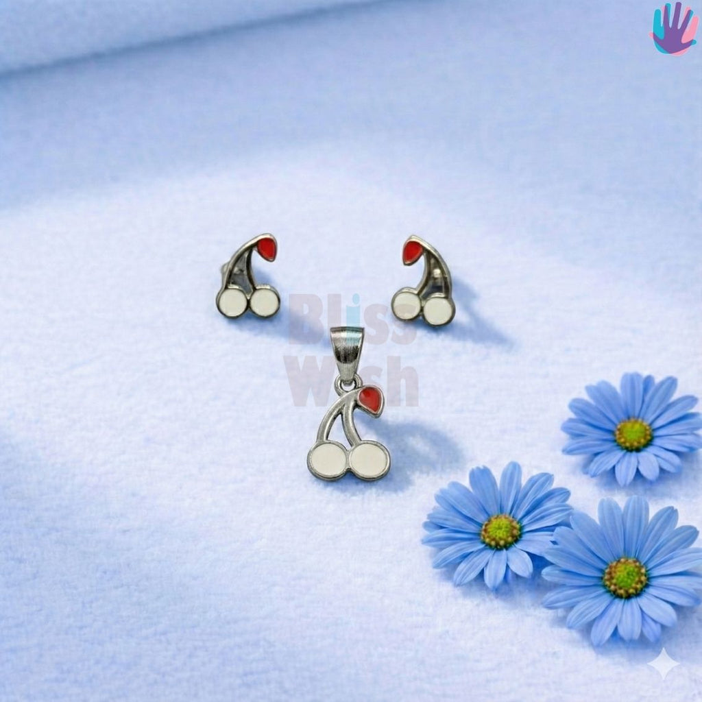 925 Sterling Silver Cherry without leaves Jewelry Combo | BlissWish