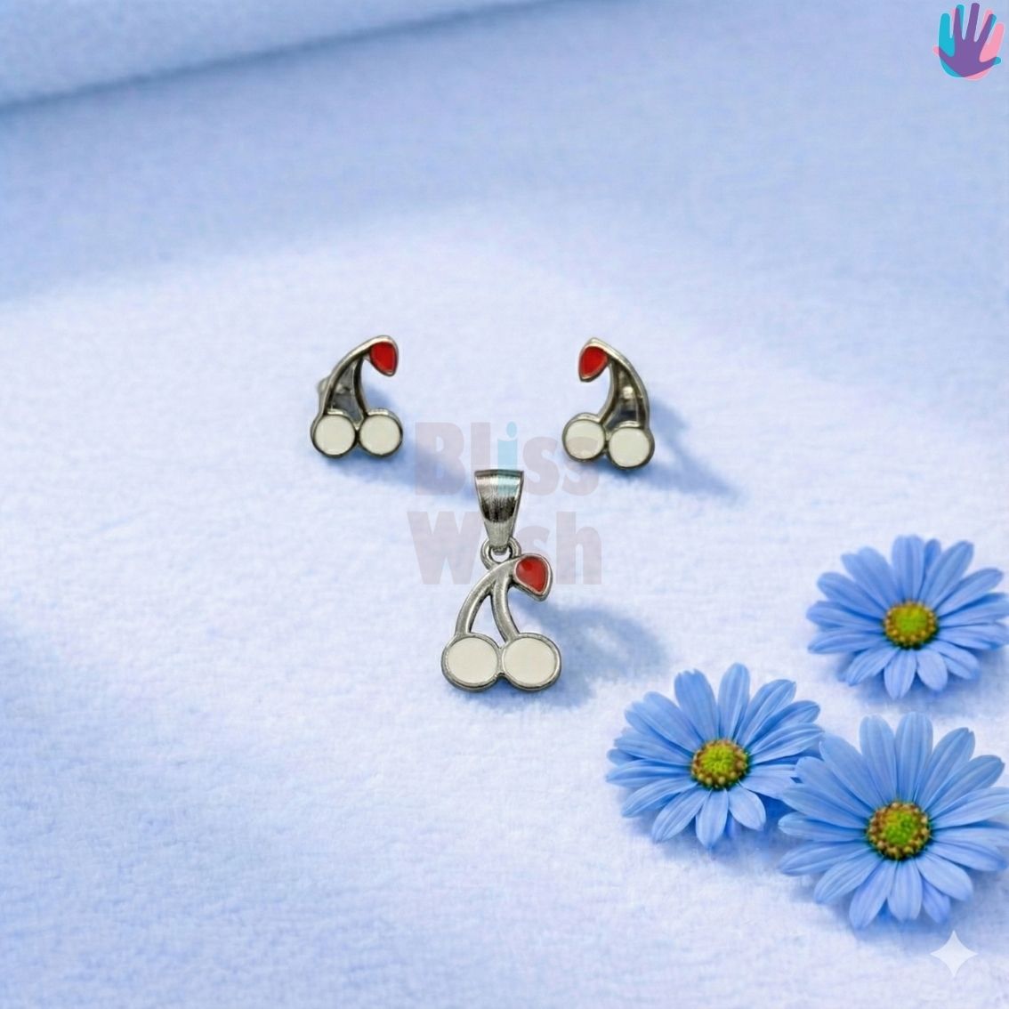 925 Sterling Silver Cherry without leaves Kids Jewelry Combo | BlissWish