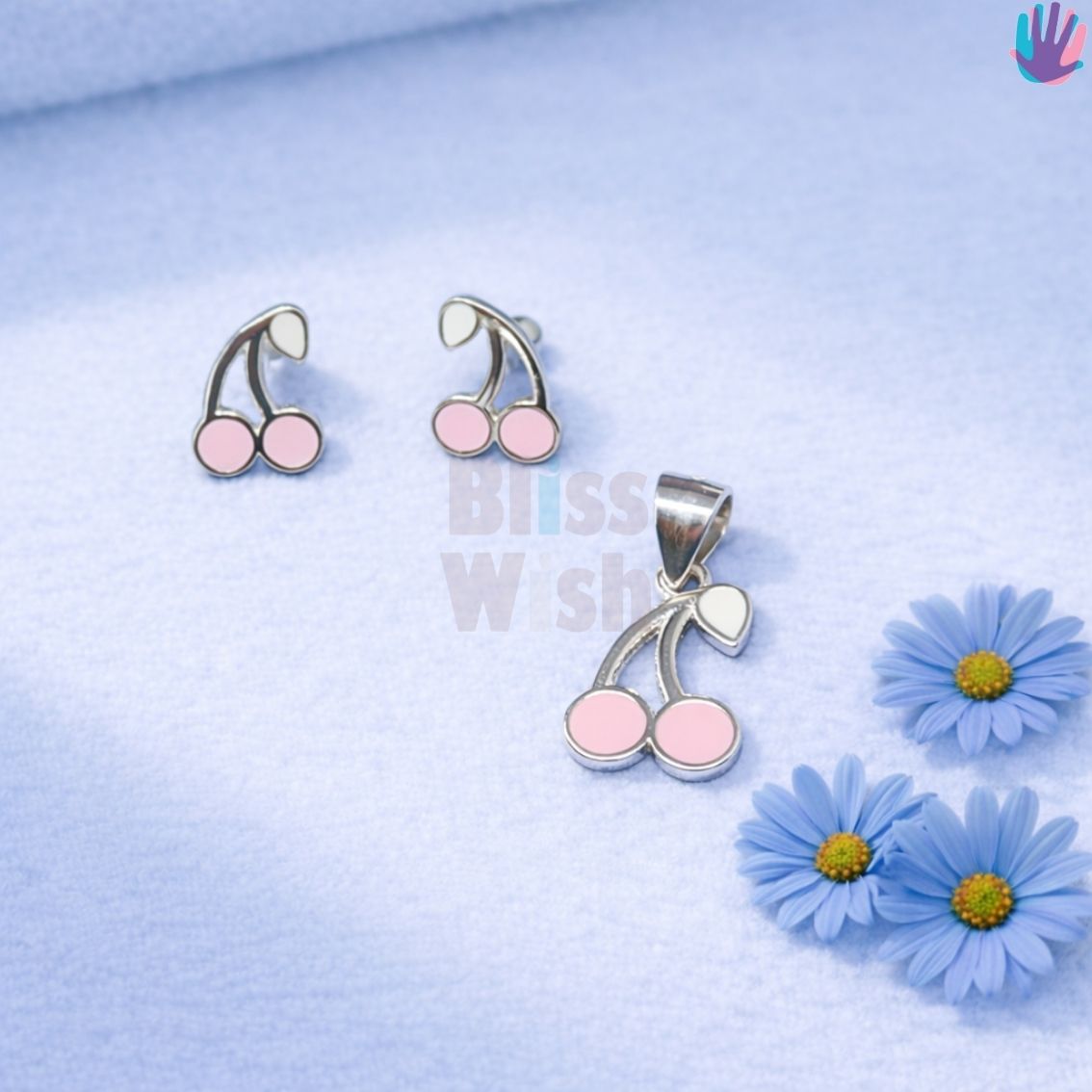 925 Sterling Silver Cherry without leaves Kids Jewelry Combo | BlissWish