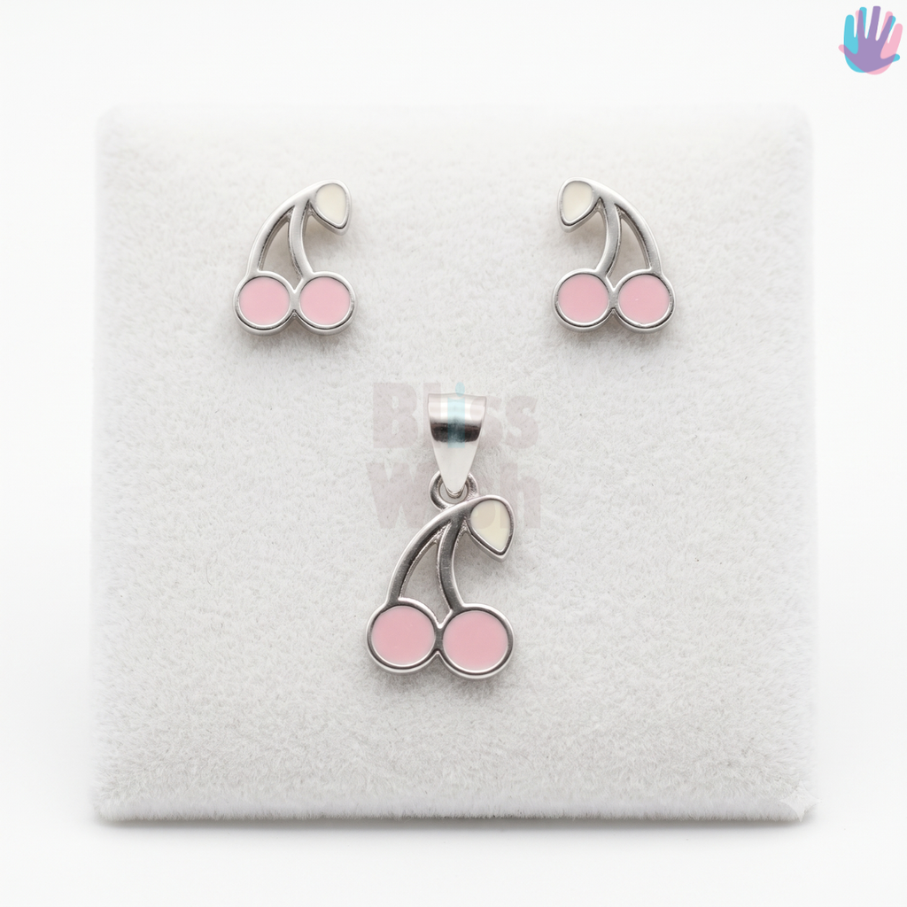 925 Sterling Silver Cherry without leaves Jewelry Combo | BlissWish