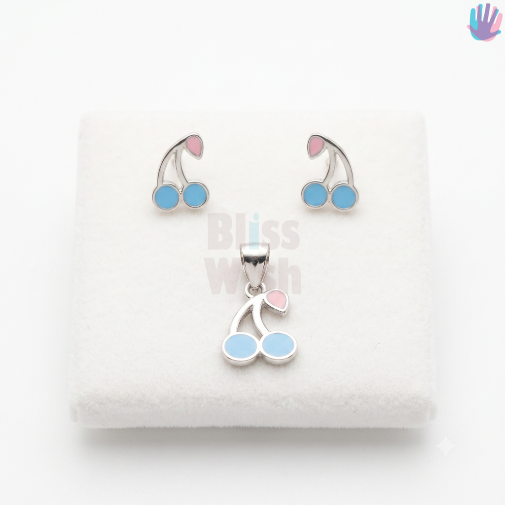925 Sterling Silver Cherry without leaves Jewelry Combo | BlissWish